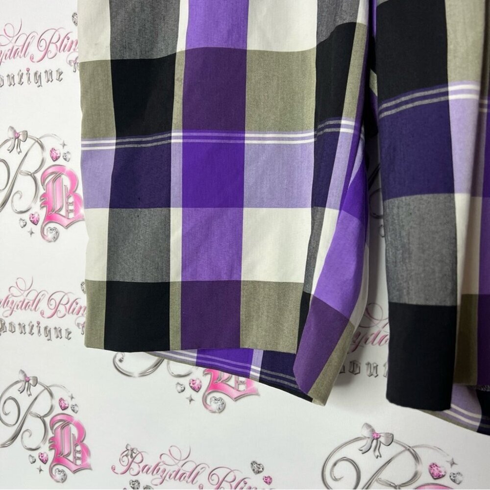 adidas shorts long Plaid Shorts in Purple, Black, and White stripes gingham - Picture 3 of 7